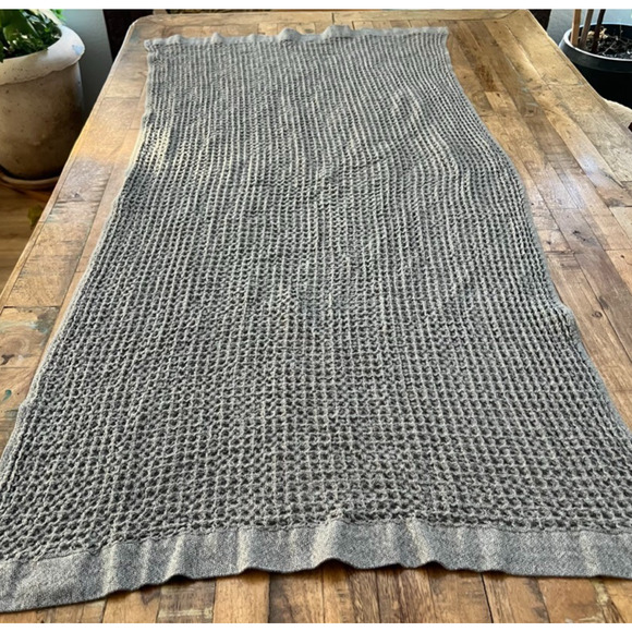 Nutrl Home Bath Towel 56 x 29" Gray Waffle Weave 100% Supima Cotton Loops - Picture 1 of 8